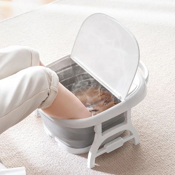 Baignoires avec couvercle, seau de bain de pieds pliable, lavabo de pied, seau de baignoire pour la maison, bassin de bain de pieds pour enfants, baignoire de trempage de pieds Portable