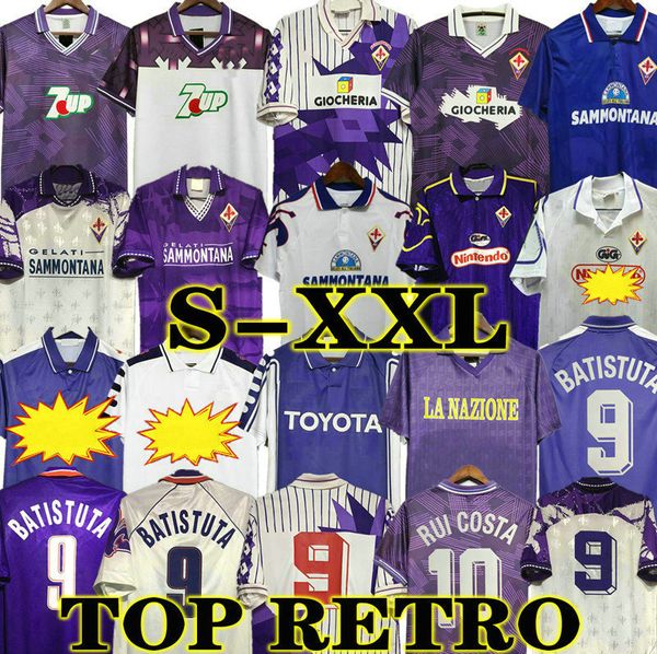 Batistuta Retro 98 99 Fiorentina Soccer Jerseys Edmundo Rui Costa Home Football Shirt Classic Camisas de Futebol 89 90 91 92 93 94 95 96 97 00 Uniforme vintage