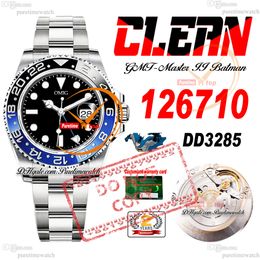 Batman 126710 DD3285 Montre automatique pour homme Clean CF Lunette en céramique bleue Cadran noir Bracelet en acier OystSteel 904L Super Edition Même carte de garantie série Puretime Reloj