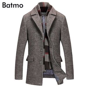 Batmo arrivée hiver laine de haute qualité décontracté gris trench-coat hommes, manteau chaud d'hiver pour hommes, vestes d'hiver hommes 823 211011