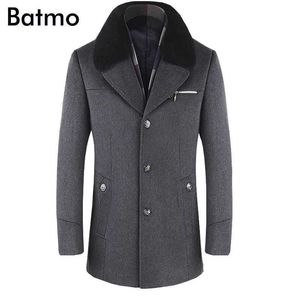 BATMO arrivée hiver haute qualité laine trench-coat hommes, vestes en laine grise pour hommes, taille plus M-6XL, 1659 211011