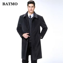 BATMO nouvelle arrivée automne hiver haute qualité cachemire long trench-coat hommes hommes vestes manteau chaud plus la taille M XXXL 9188 LJ201110