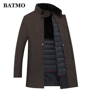 BATMO Arrivée Hiver 90 Doublure en duvet de canard blanc Trench-Coat en laine épaisse Veste pour homme chaud 8866 LJ201106