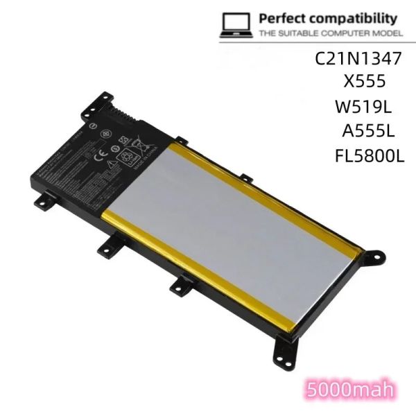 Batteries 100% d'origine 5000mAh pour ASUS C21N1347 X554 X554L X555 X555L X555LA X555LD R557 R557L W519L K555L F555L FL5800L