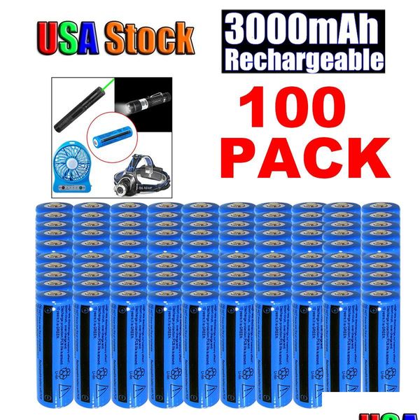 Batteries 100 pièces 3000Mah batterie Rechargeable 3.7V Brc Li-Ion pas Aaa ou Aa pour lampe de poche torche stylo Laser livraison directe électronique B Dhyw8