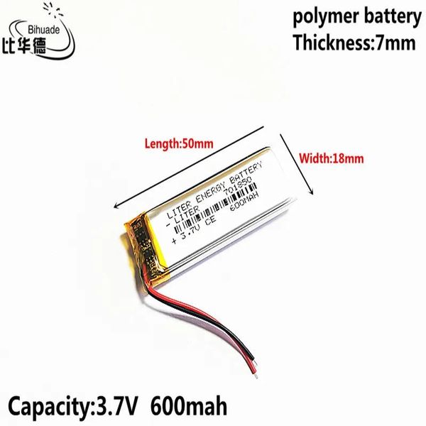 Baterías 10 Uds 3,7 V 600MAH 701850 batería recargable LiPo de polímero de litio para auriculares Mp3 PAD DVD cámara bluetooth