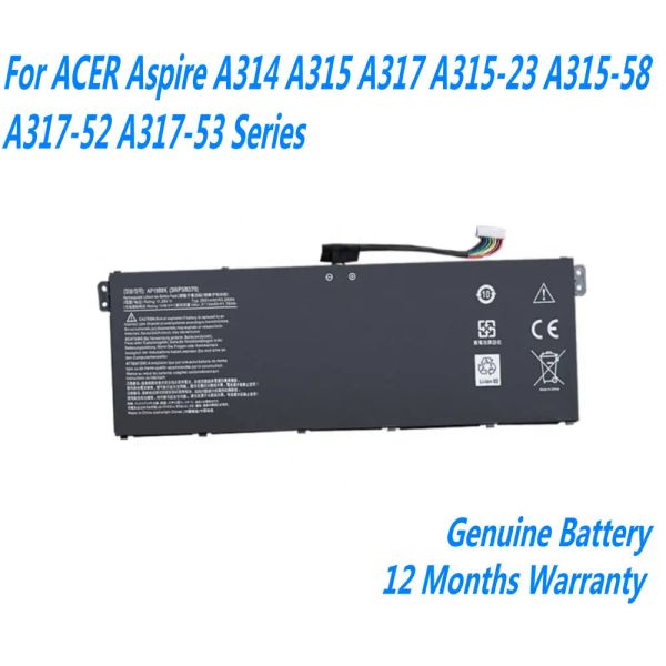 Batteries 11.25V 3831mah 43.08Wh AP19B8K Batterie d'ordinateur portable pour Acer Aspire A314 A315 A317 A31523 A31558 A31752 A31753 Série