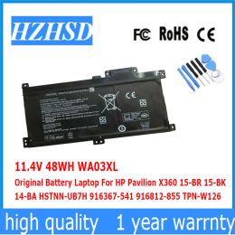 Batteries 11.4V 48Wh WA03XL Batterie d'origine d'origine pour HP Pavilion x360 15BR 15BK 14BA HSTNNUB7H 916367541 916812855 TPNW126