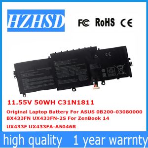 Batteries 11.55V 50Wh C31N1811 Batterie d'ordinateur portable d'origine pour ASUS 0B20003080000 BX433FN UX433FN2S pour ZenBook 14 UX433F UX433FAA5046R