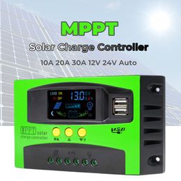 Batteries 12V 24V Contrôleur de charge solaire MPPT automatique 20A 30A Panneau solaire Régulateur PV avec écran LCD couleur réglable Double port USB 230715