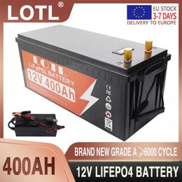 Baterías 12V LiFePO4 Cell 400Ah 300Ah Batería incorporada de fosfato de hierro y litio BMS 6000 ciclos para RV Campers Carro de golf Solar con cargador