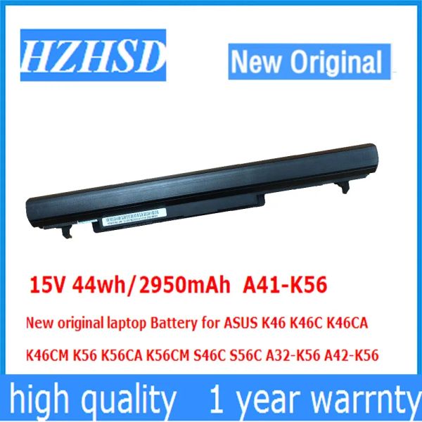 Batteries 15V 44Wh / 2950mAh A41K56 Nouvelle batterie d'ordinateur portable d'origine pour ASUS K46 K46C K46CA K46CM K56 K56CA K56CM S46C S56C A32K56 A42K56