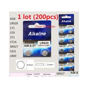 Piles 200Pcs 1 Lot Ag6 Lr920 171 370 371 371A Sr927 L921 Lr69 1.55V Pile bouton alcaline Coin Drop Delivery Electronics C Dh9I2