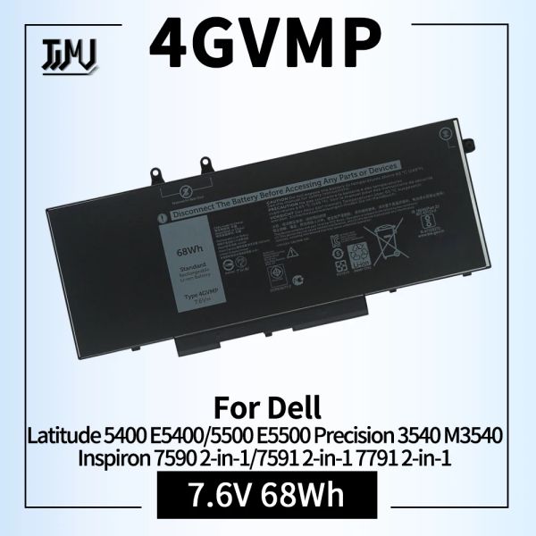 Batteries 4GVMP Batterie pour ordinateur portable pour Dell Latitude 5400 5500 5410 5510 E5400 E5500 Inspiron 7590 7591 7791 2in1 Précision 3540 3550 Série