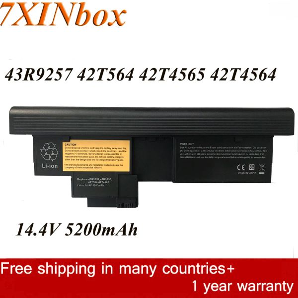 Batteries 7xinbox 14.4V 5200mAh Batterie d'ordinateur portable 42T4657 43R9257 42T564 42T4564 42T4565 42T4658 pour Lenovo Thinkpad X201T X200T