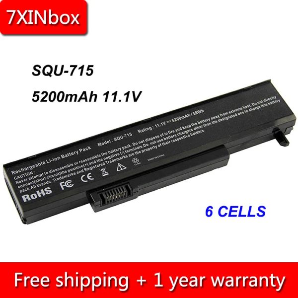 Batteries 7xinbox 6cell 5200mAh 11.1V Squ715 Squ719 Squ721 Batterie d'ordinateur portable pour passerelle GTM150 W35044LB W35044LBSP W35044LBSY W35052LB