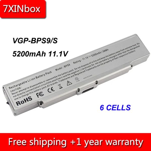 Batteries 7xinbox 6Cell 5200mAh 11.1V VGPBPS9 / S VGPBPS9A / S VGPBPL9 Batterie pour ordinateur portable pour Sony VGNCR13G VGNCR190 VGNCR20 VGNCR33