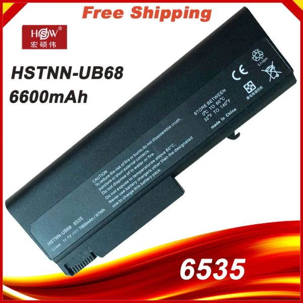 Batteries 9 CELL 6600mAh Batterie d'ordinateur portable pour HP EliteBook 6930p 8440p 8440W Probook 6440B 6445B 6450B 6540B 6545B 6550B 6555B 6535B