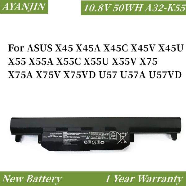 Batteries A32K55 10,8V Batterie d'ordinateur portable 50Wh pour ASUS X45 X45A X45C X45V X45U X55 X55A X55C X55U X55V X75 X75A X75V X75VD U57 U57A U57VD