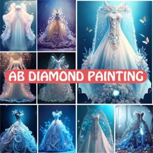 Batteries AB Robe de mariée Diamond Painting 2023 Nouveau exercice rond complet décor de maison Diamond Mosaïque Cross Fantasy Picture Picture de broderie