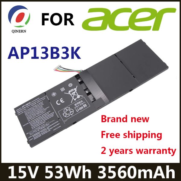 Batteries AP13B3K 53Wh 3560mAh Batterie d'ordinateur portable pour Acer Aspire V5 R7 V5572G V5573G V5472G V5473G V5552G M5583P V5572P R7571 AP13B8K