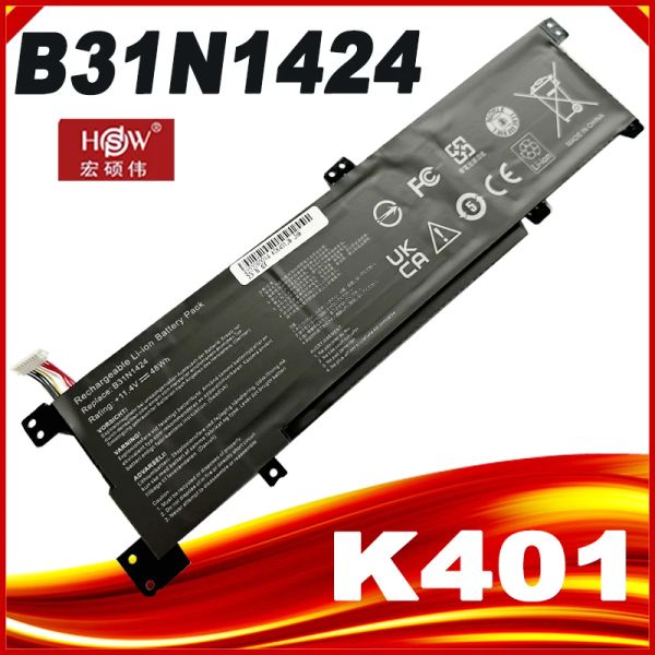 Batteries B31N1424 Batterie pour ordinateur portable pour ASUS K401L A401L K401LB K401LB5010 K401LB5200 K401LB5500 A400U K401U K401UB K401UQ 11.4V 48W