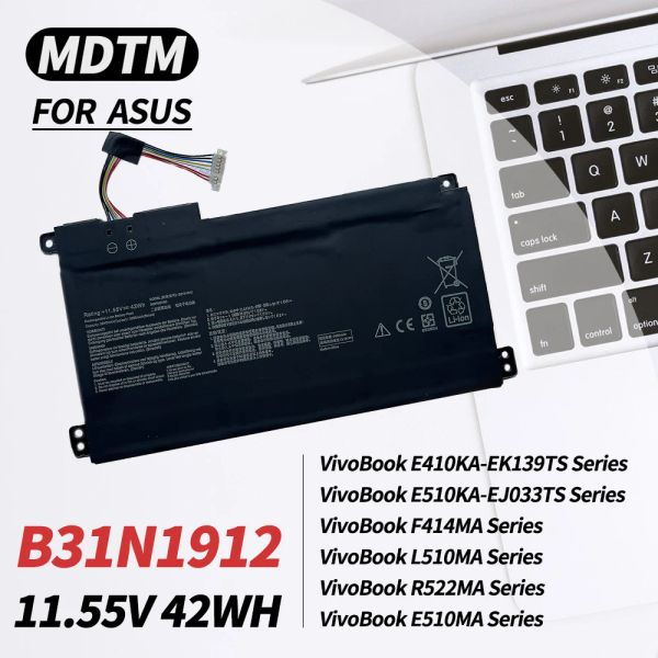 Batteries B31N1912 C31N1912 Batterie d'ordinateur portable pour Asus Vivobook 14 E410 E410MA E410MAEK026TS E410KA L410MA L410MABV058TS L410MABV037TST