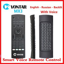 Baterías retroiluminada MX3 Air Mouse Smart Voice Remote Control 2.4g Teclado inalámbrico IR Aprendizaje para Android 11.0 10.0 TV Box Android 11 10 9