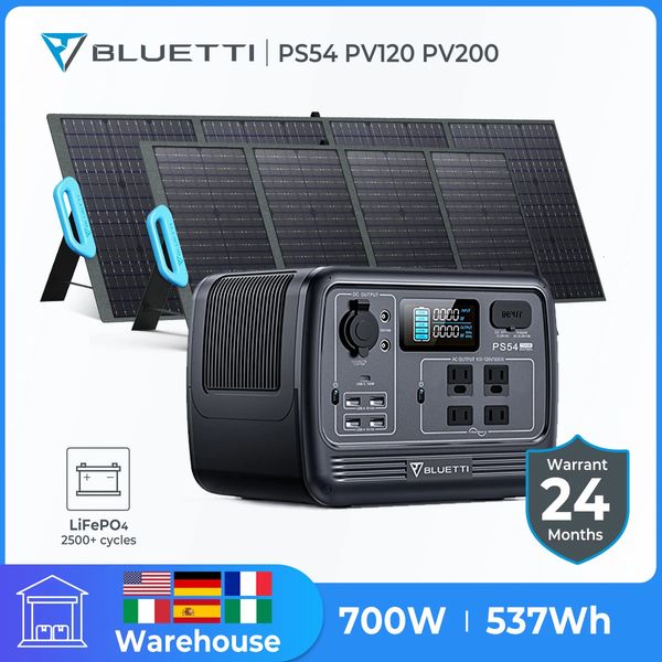 Batteries BLUETTI PS54 700W 537Wh centrale électrique Portable LiFePO4 batterie générateur solaire PV120 PV200 120W 200W plaque de panneau 231117