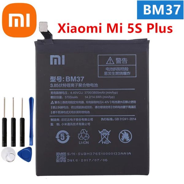 Baterías BM37 Xiaomi 5S 100% Orginal Xiao MI BM37 Batería de 3800 mAh para Xiaomi 5S más MI5 más baterías de reemplazo de teléfono de alta calidad