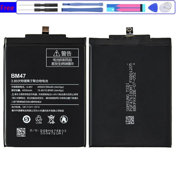 Batteries BM47 Batterie de remplacement pour Xiaomi Redmi 3 3s 4x 3pro Hongmi 3 3S 4x Bateria 4100mAh BM 47 BM47 + Numéro de suivi