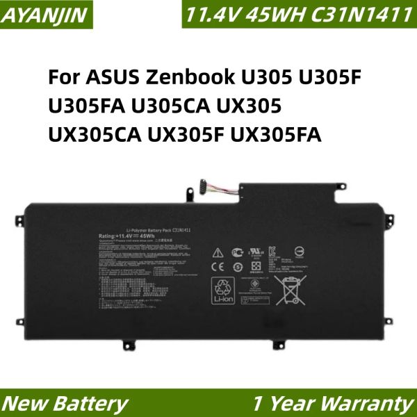 Batteries C31N1411 11.4V 45Wh / 3947MAH Batterie d'ordinateur portable pour Asus ZenBook U305 U305F U305FA U305CA UX305 UX305CA UX305F UX305FA