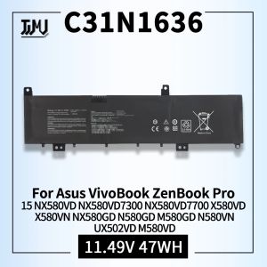 Batterijen C31N1636 Laptopbatterij voor ASUS VIVOBOOK PRO 15 N580V N580VD N580VN N580GD NX580V NX580VD X580V X580GD M580GD ZENBOEK UX502VD