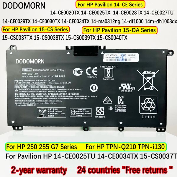 Batteries DODOMORN 100% Nouveau ordinateur portable Batterie HT03XL pour HP Pavilion 14CE0025TU 14CE0034TX 15CS0037T 250 255 G7 HSTNNLB8L