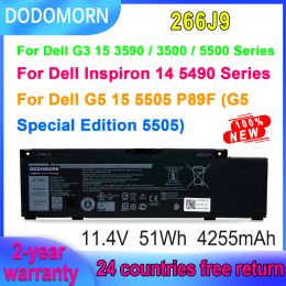 Batterijen Dodomorn 266J9 Laptopbatterij voor Dell G3 15 3590 3500 G5 15 5500 5505 Inspiron 14 5490 Series M4GWP PN1VN 0PN1VN 11.4V 51WH