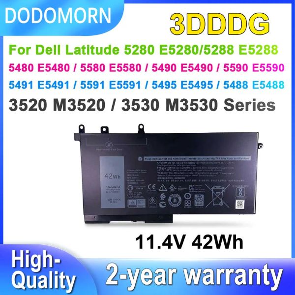 Batteries DODOMONN 3DDDG 93FTF Batterie d'ordinateur portable pour Dell Latitude 5280 5288 5480 5490 5590 5491 5591 5495 M3520 M3530 E5280 E5480 11,4V 42Wh