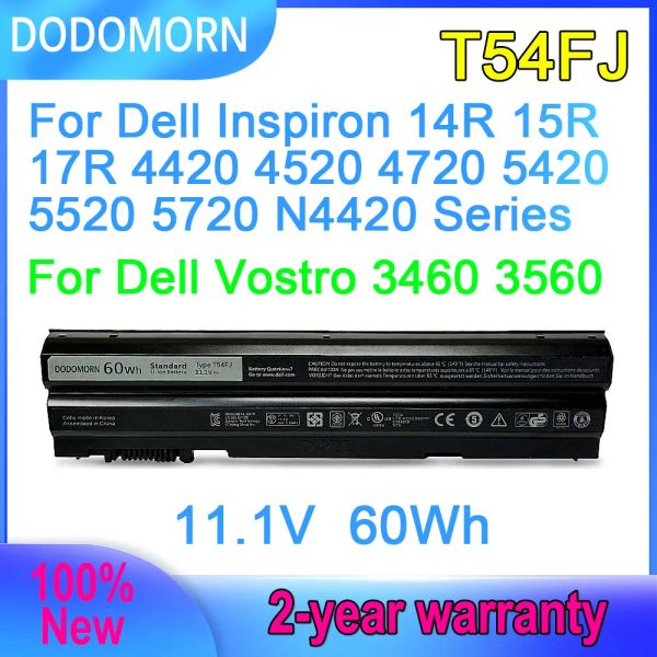 Batteries DODOMORN T54FJ Batterie pour ordinateur portable pour Dell Inspiron 14R 15R 17R 4420 4520 4720 5420 5520 5720 N4420 pour Dell Vostro 3460 3560 60Wh