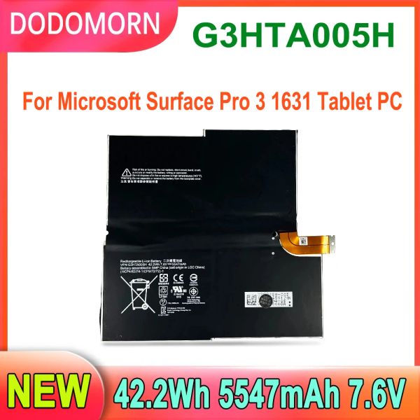 Batteries de haute qualité G3HTA005H Batterie d'ordinateur portable pour Microsoft Surface Pro 3 1631 G3HTA009H 5547mAh