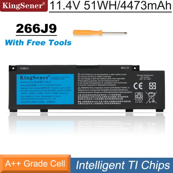 Batteries Kingsener 266J9 Batterie pour ordinateur portable pour Dell G3 15 3590 3500 G5 15 5500 5505 pour Dell Inspiron 14 5490 M4GWP PN1VN Outils gratuits 51Wh
