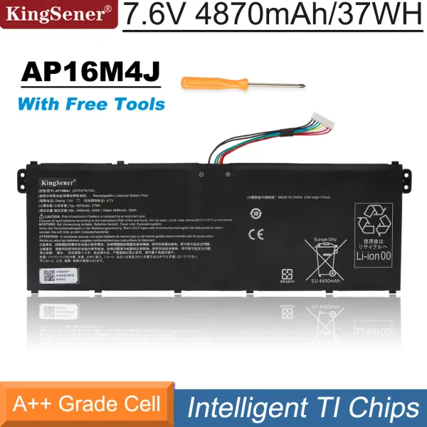 Batteries Kingsener AP16M4J Batterie d'ordinateur portable pour Acer Aspire 3 A31733 EX21551G RECHERCUE DE SÉRIE 2ICP4 / 78/104 7.6V 37WH 4870MAH