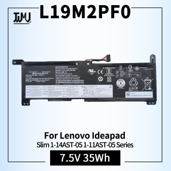 Batteries L19M2PF0 Remplacement de la batterie pour ordinateur portable pour Lenovo IdeaPad 114ast05 111ast05 série L16L2PB3 2ICP6 / 54/90 5B10V25257 5B10W67171