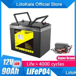 Batterijen Liitokala 12.8V 90Ah Lifepo4 Power Bank 90000Mah Batterij Diep 4000 Cyclus Ingebouwde Bms Voor Boot Trolling Motor Rv Camper Dhdh3