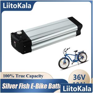 Batterijen Liitokala 36V 10Ah Lithium Sier Fish Ebike-accu 500W 36 V elektrische fiets E-bike Li-ionbatterij met 15A Bms bodem D Dhlog
