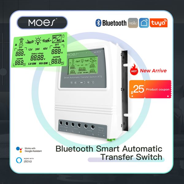 Baterías MOES Tuya Smart Dual Power Controller 80A Interruptor de transferencia automática para sistema de viento solar fuera de la red ATS DC 12/24 / 48V AC 110 / 220V 230715