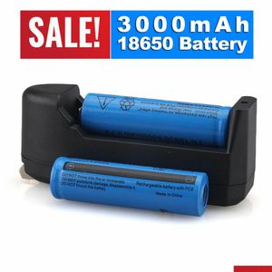Batteries Nouveau 2X batterie 3000Mah 3.7V Brc Li-Ion Rechargeable pour lampe de poche ajouter un chargeur intelligent livraison directe Batteries électroniques Cha Dht7W