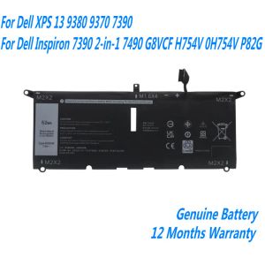 Batteries Nouvelles batteries DXGH8 pour ordinateur portable pour Dell XPS 13 9380 9370 7390 / Inspiron 7390 2in1 7490 G8VCF H754V 0H754V P82G 7.6V 52Wh