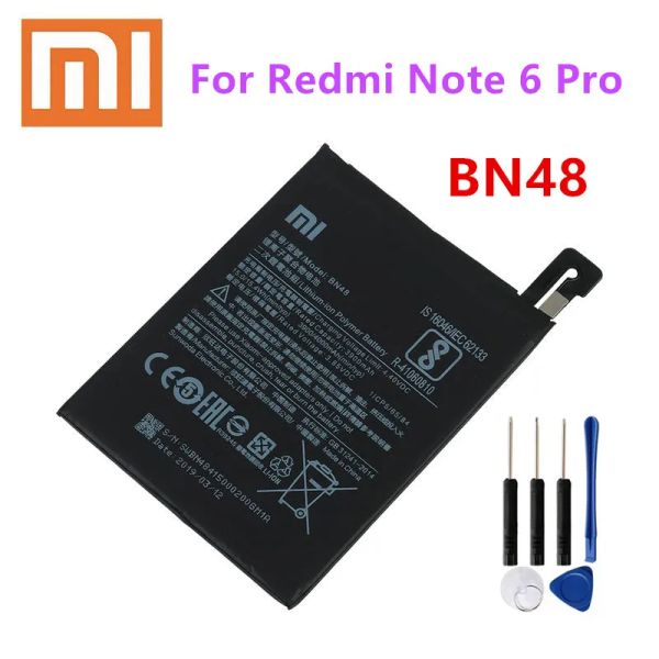 Batteries Nouvelles piles de téléphone Xiaomi BN48 4000mAh Batterie de remplacement de haute qualité de haute capacité pour Xiaomi Redmi Note 6 Pro + Outils + autocollants