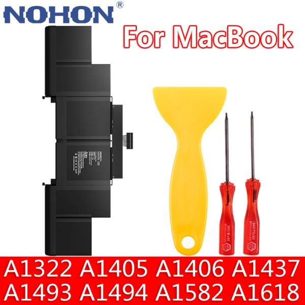 Baterías Batería de laptop Nohon para MacBook Pro 15 13 Air 11 pulgadas A1466 A1278 A1502 A1425 Batilerías de cuaderno A1322 A1406 A1582 A1618 A1405