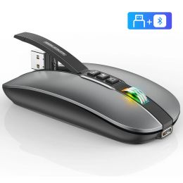 Batteries FMOUSE MONDE M113 MONDE 2.4G SLIM SLIM avec récepteur USB Bluetooth sans fil 5.1 Dual Mode 2400 DPI Mute Desktop Retour