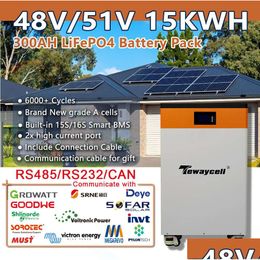 Batteries Pays by Taidement / 51V 300AH POWERWALL LIFEPO4 Batterie Pack 15kwh 6000cycle BUITL-IN BMS Can RS485 Monitor Solar EU US Tax DHW07